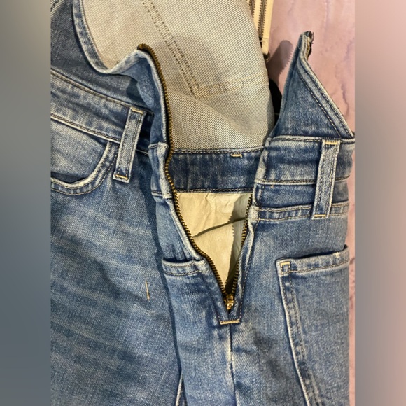 FRAME DENIM Straight Leg Distressed Suspenders Overalls ROADIES Blue - Picture 13 of 16